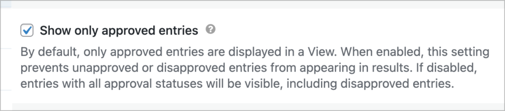 A checkbox that says 'Show only approved entries'