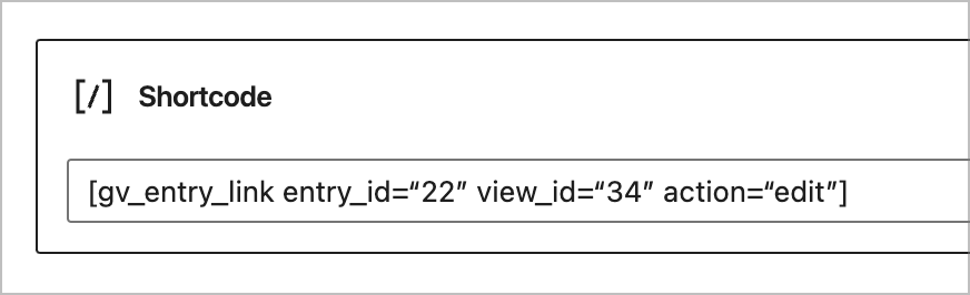 The  shortcode inside a WordPress Shortcode block