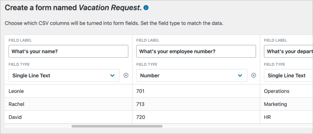 Mapping fields in during the import process