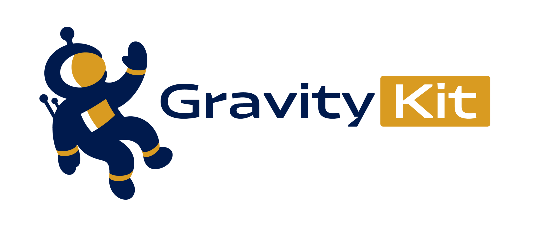 GravityKit logo, featuring Floaty the Astronaut (Our Biggest Fan)