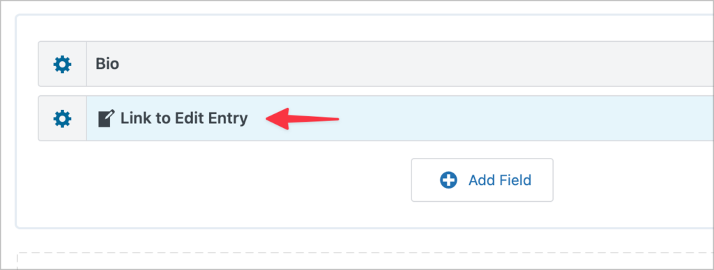 An arrow pointing to the 'Link to Edit Entry' field in the View editor.