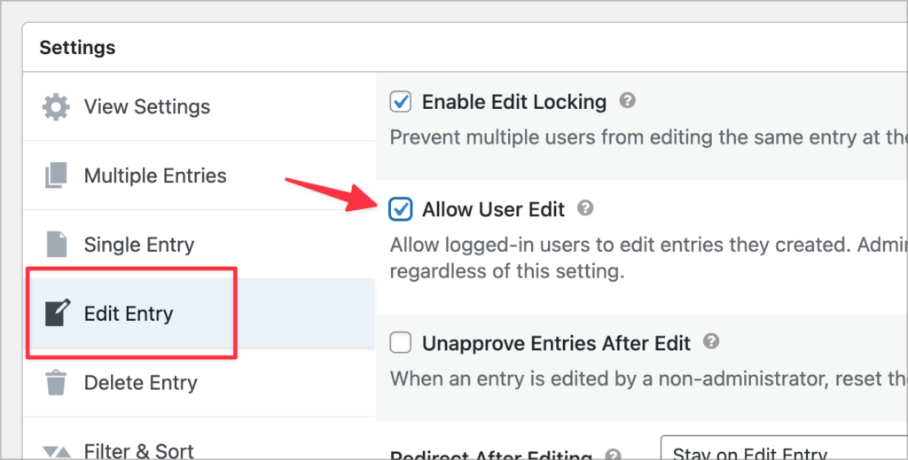 A checkbox labeled 'Allow User Edit'