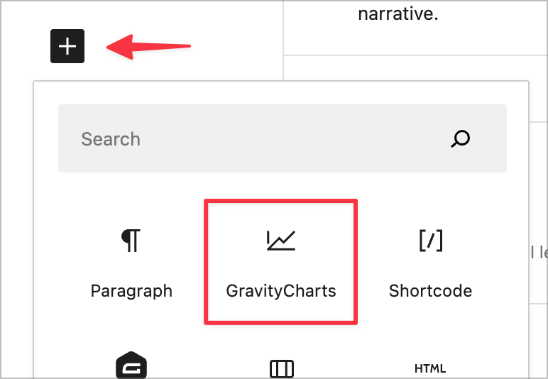 The GravityCharts WordPress block