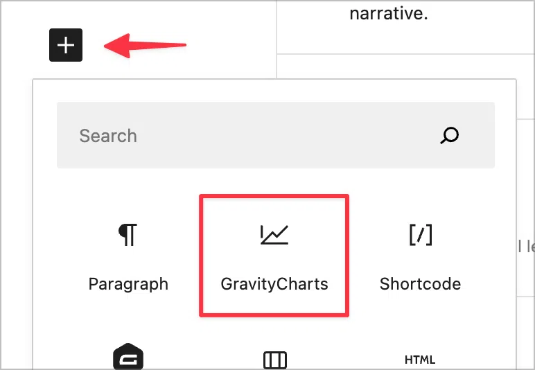 The GravityCharts WordPress block