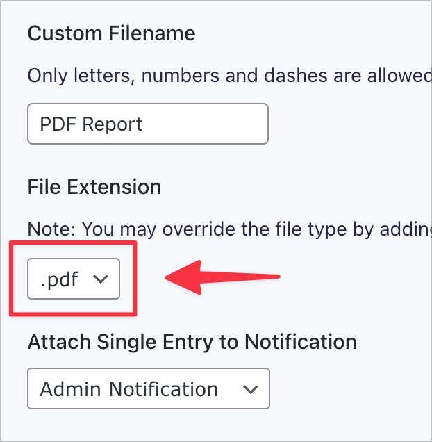 The 'File Extension' dropdown menu set to ".pdf"