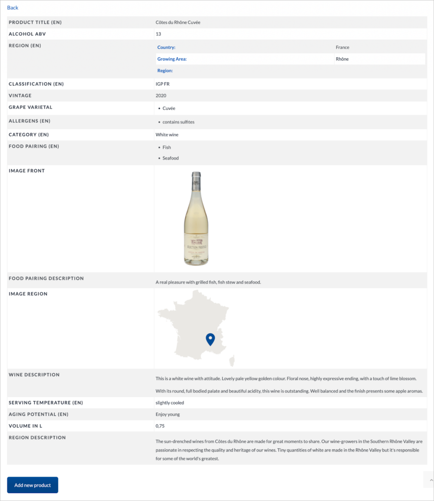 Pieroth's product information management system (PIM)