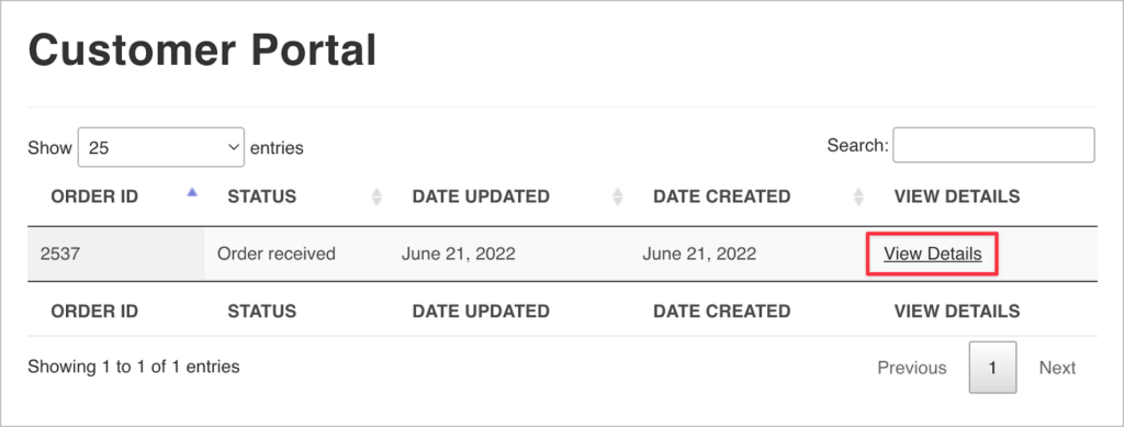 A customer portal build using GravityView