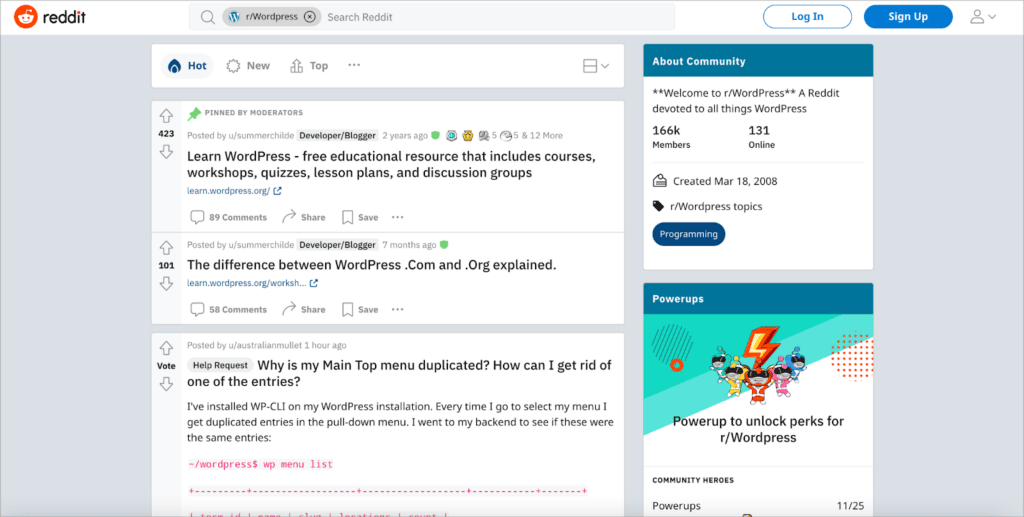 The WordPress subreddit on reddit.com