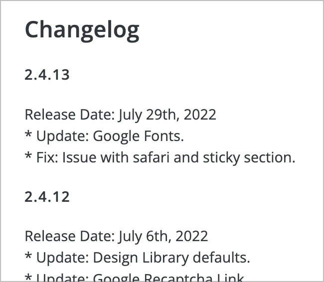 A WordPress plugin changelog