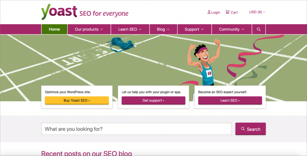 The Yoast SEO homepage, the best WordPress SEO plugin for schools