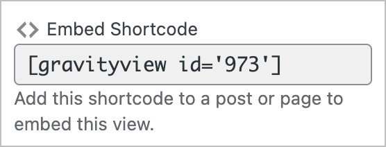 The GravityView embed shortcode