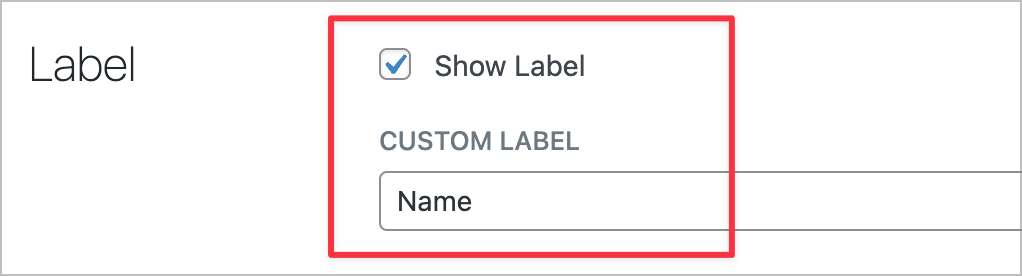 A checkbox labeled 'Show label' in the field settings in the View editor