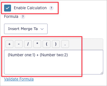 The 'Enable Calculation' option in the Gravity Forms field settings