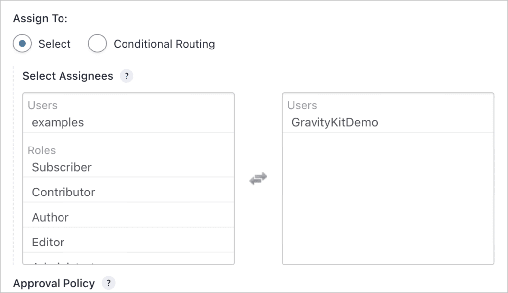 Assigning the step to a user