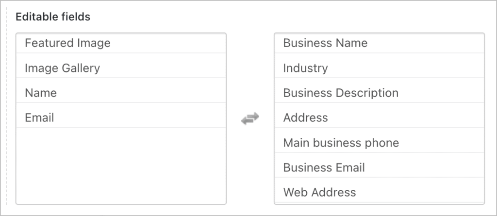 Selecting editable fields