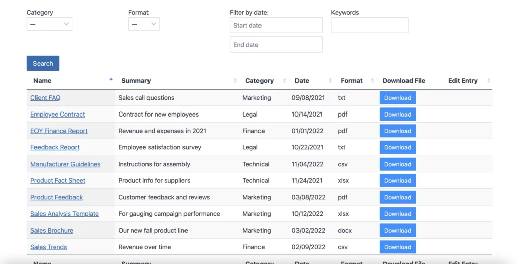 A document library application built using GravityView