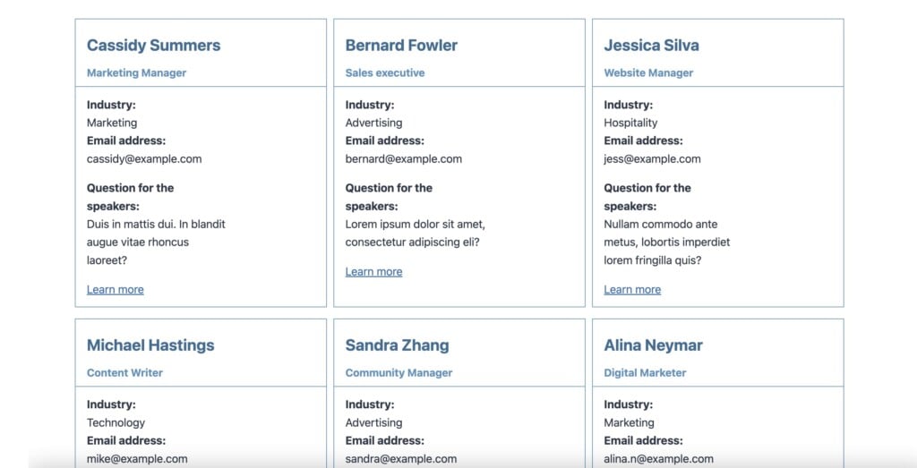 Displaying webinar registrants on the front end using GravityView