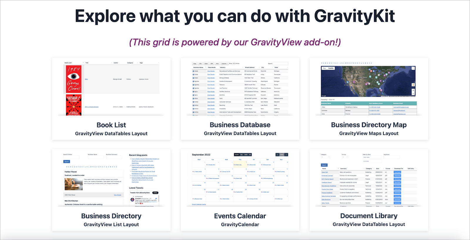 A showcase of demo applications that you can build using GravityKit plugins