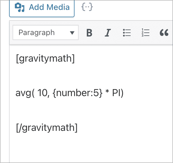 The GravityMath shortcode