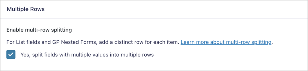 A checkbox labeled 'Enable multi-row splitting'