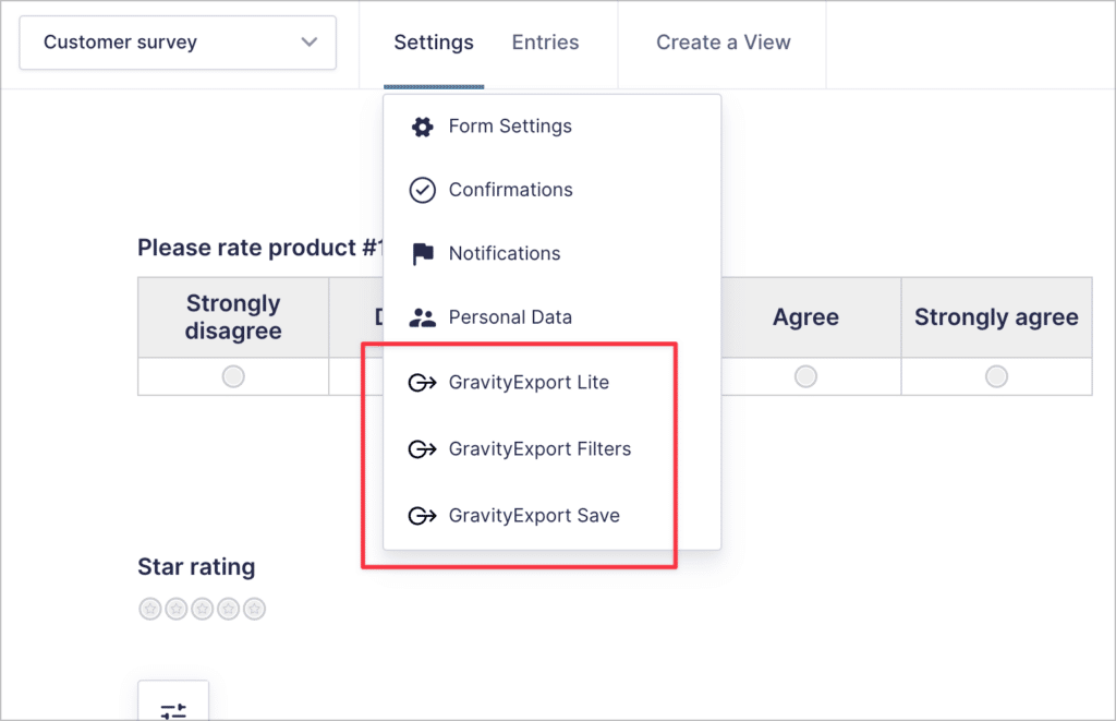 The different feed types added to Gravity Forms by GravityExport