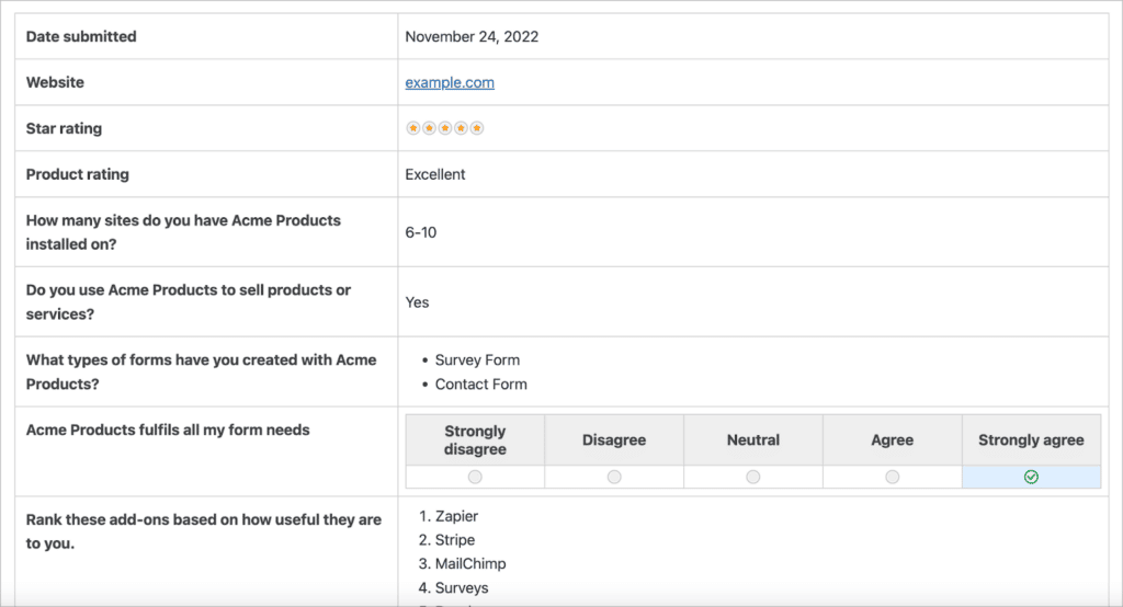 Displaying survey results on the front end using GravityView