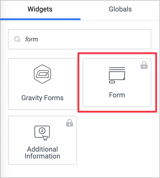 The Elementor 'Form' widget