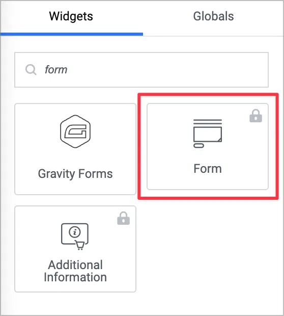 The Elementor 'Form' widget