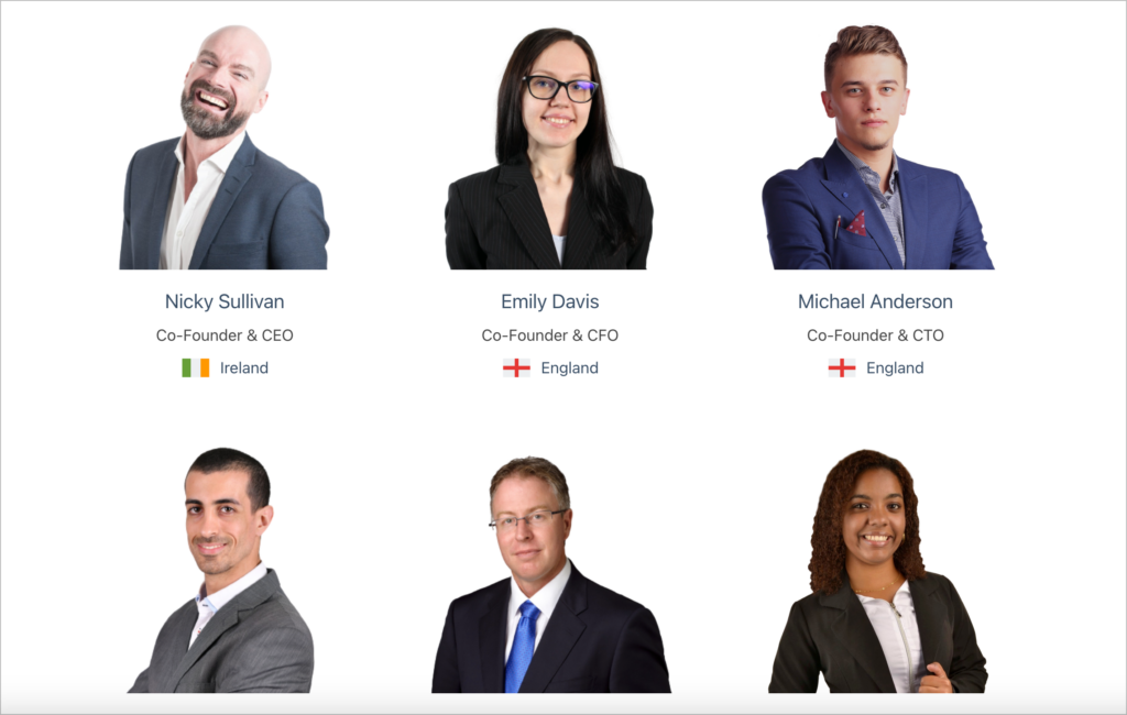 A company team page