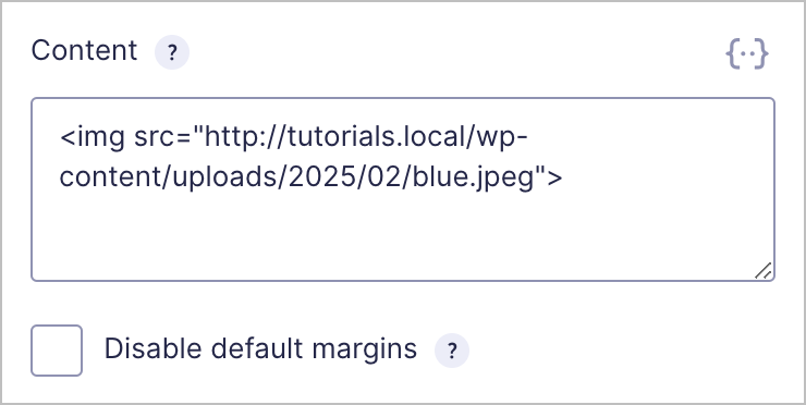 An HTML img tag inside a text input field.
