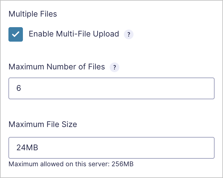 A checkbox labeled 'Enable Multi-File Upload'
