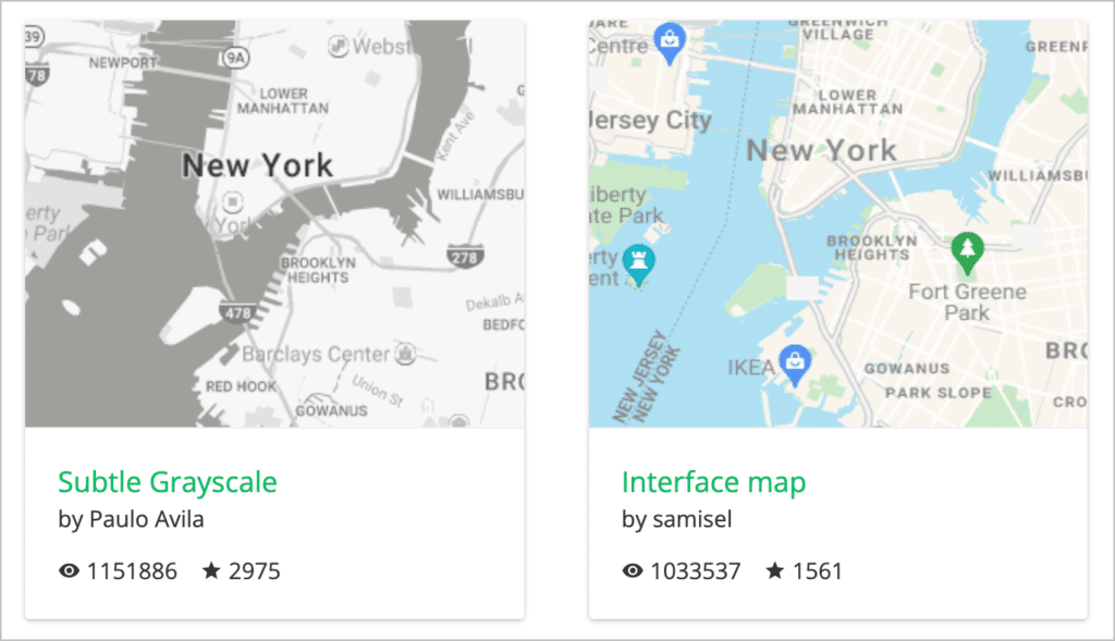 Google Map styles available at Snazzy Maps