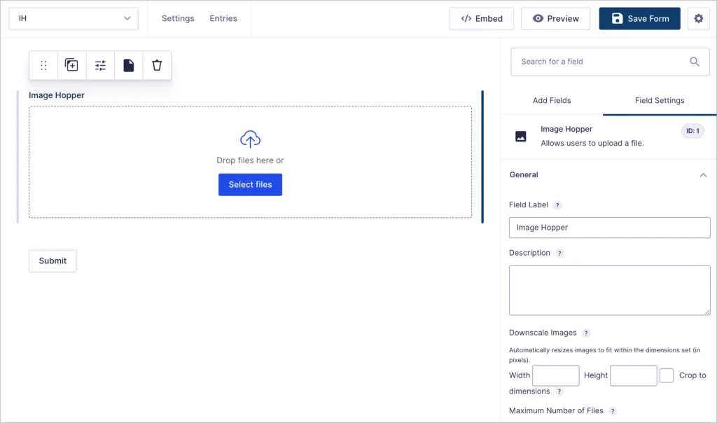 Image Hopper – field settings
