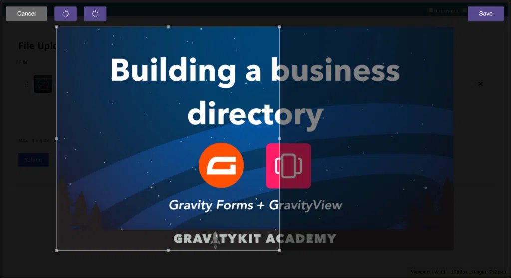File Upload Pro – Image crop tool