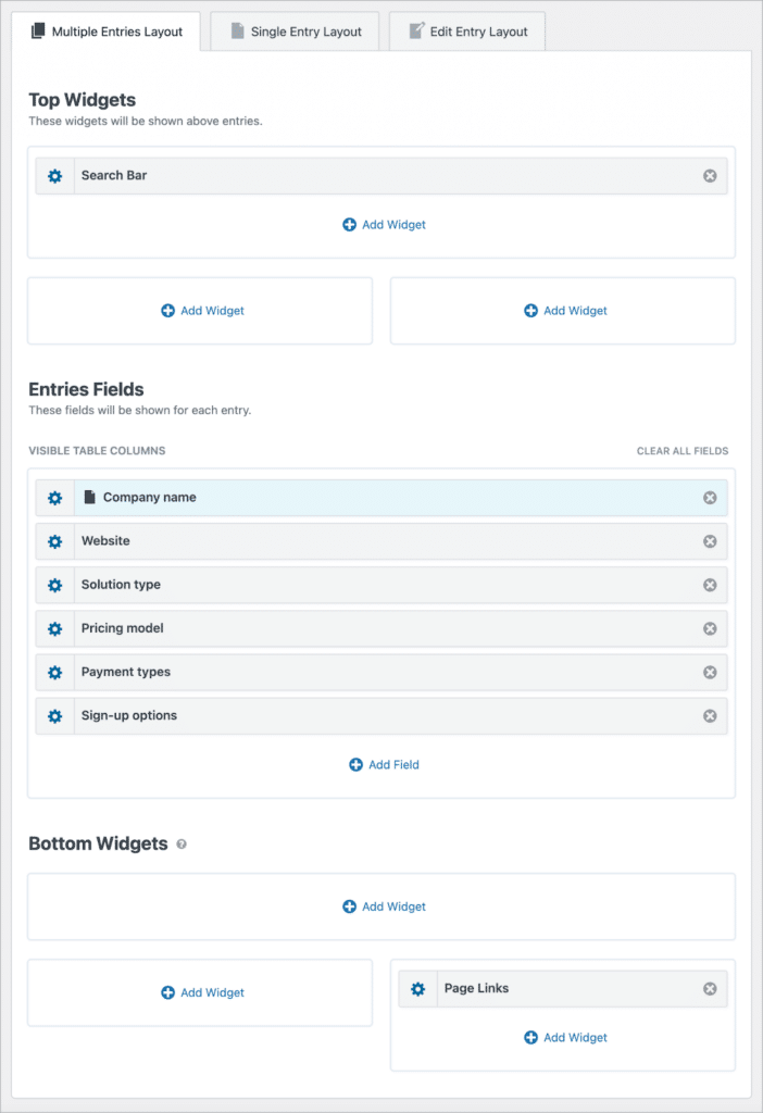 The GravityView visual editor