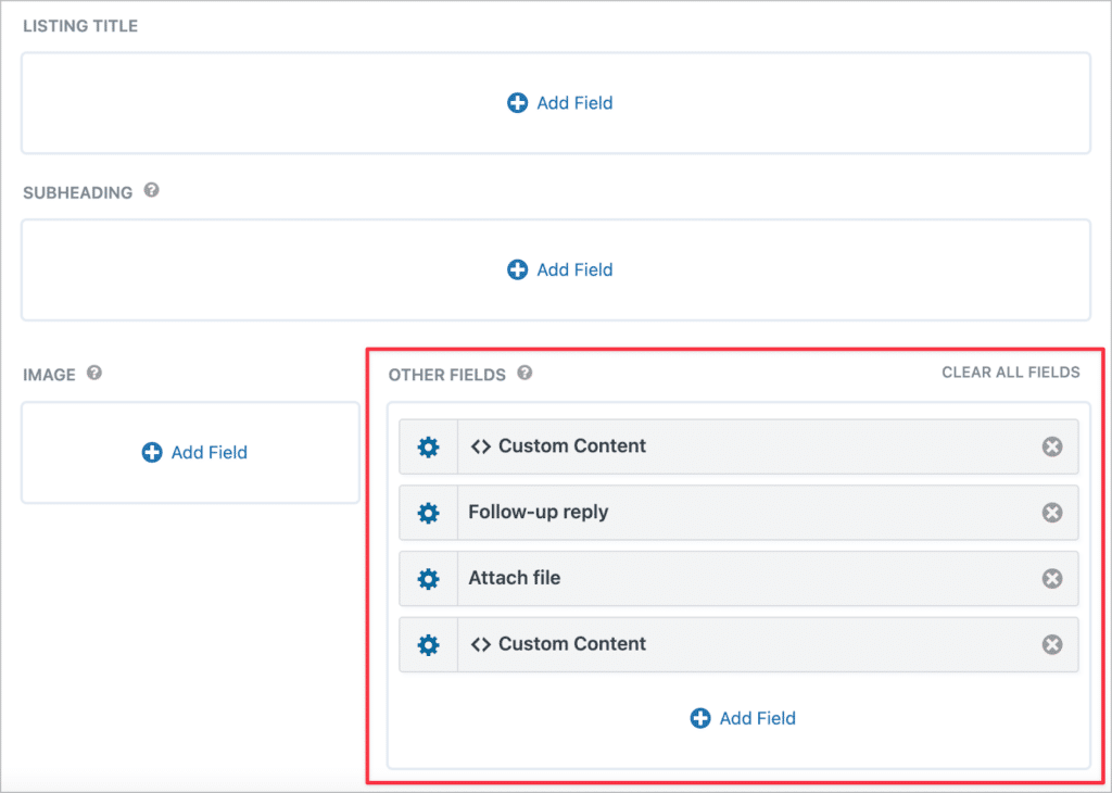 The GravityView View editor showing a number of fields added to the "Other Fields" section