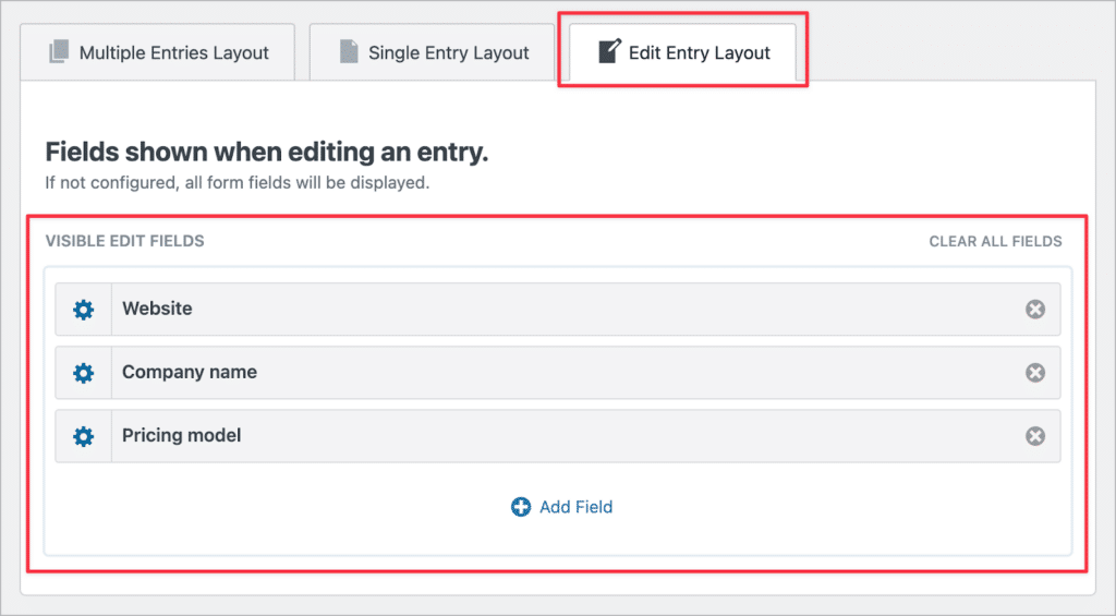The Edit Entry Layout in GravityView