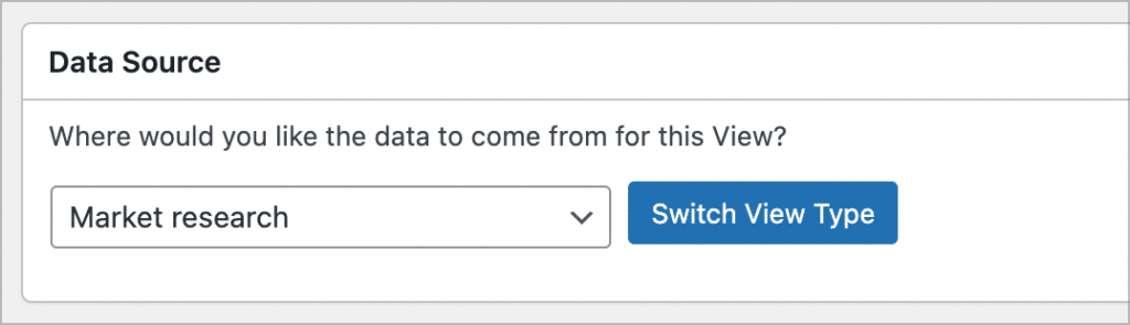 A dropdown field for selecting a data source for a new View in GravityView