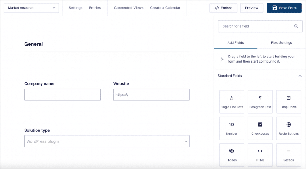 The Gravity Forms visual form editor