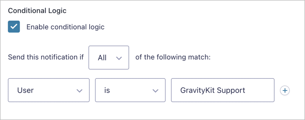 Conditional logic settings in Gravity Forms