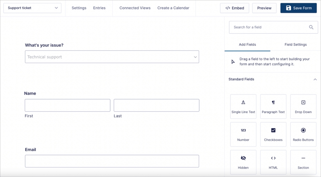 The Gravity Forms visual form builder