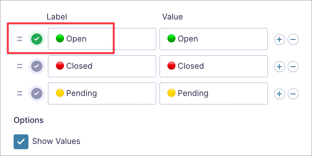 The label text for a drop down field in Gravity Forms