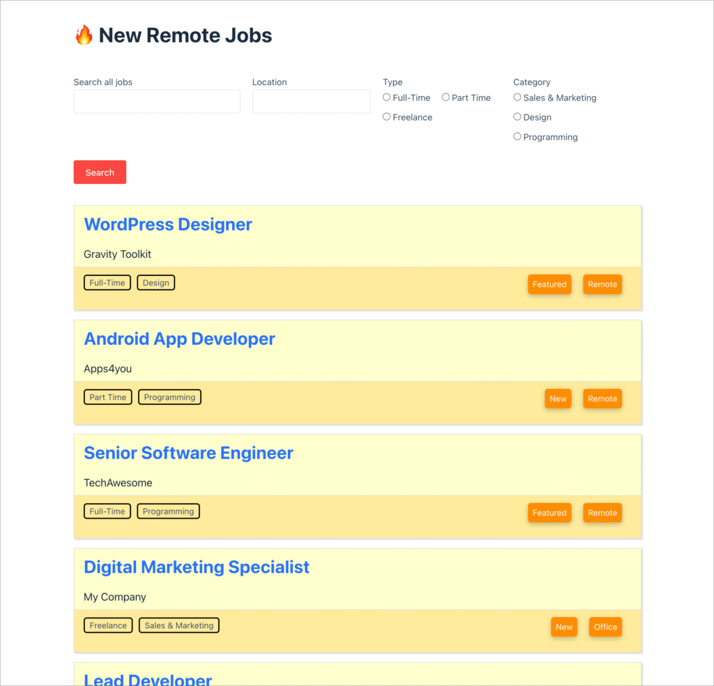 A job board built on WordPress using Gravity Forms and GravityView