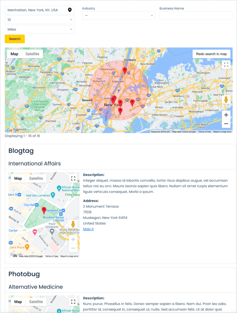 A geolocation directory built using GravityView