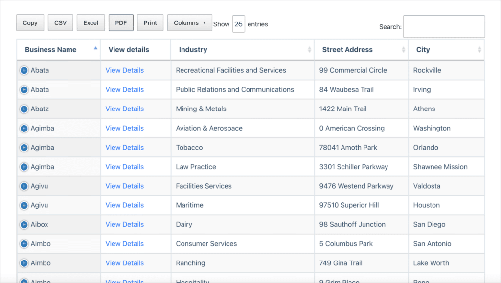 Gravity Forms data displayed in a DataTables