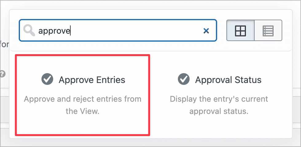 The 'Approve Entries' field in GravityView