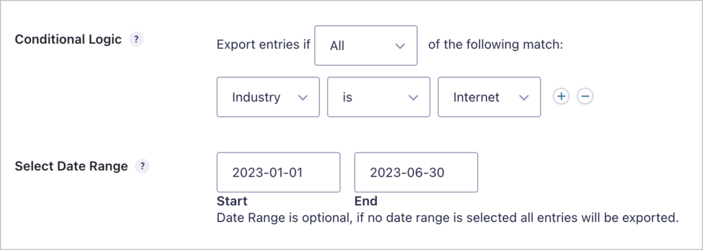 Conditional logic settings in Gravity Forms