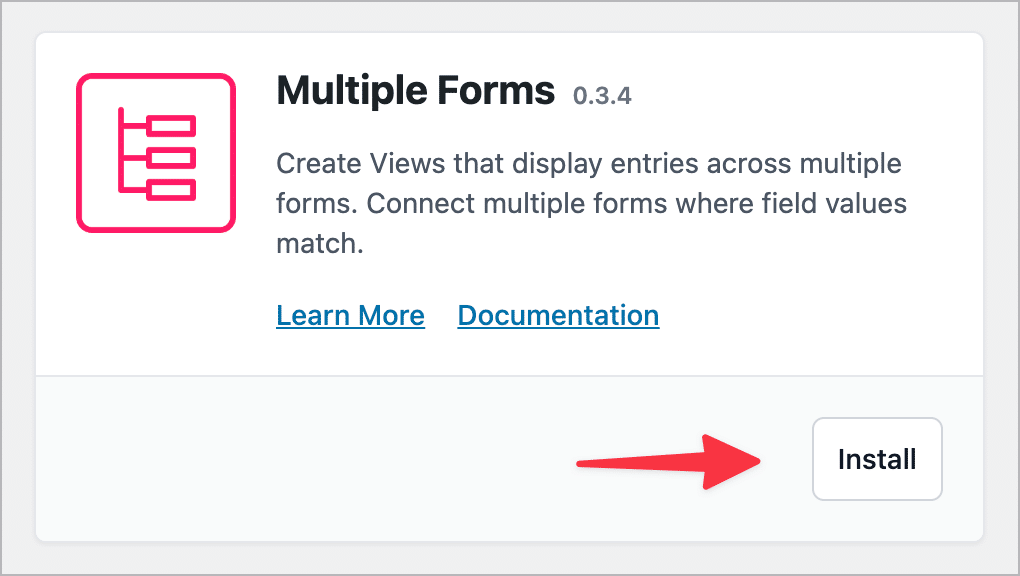 The 'Multiple Forms' plugin card on the Manage Your Kit page in WordPress