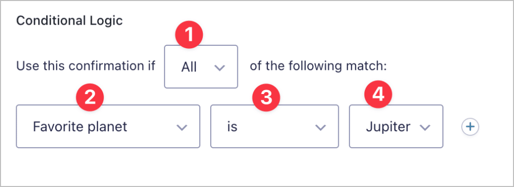 Conditional logic settings