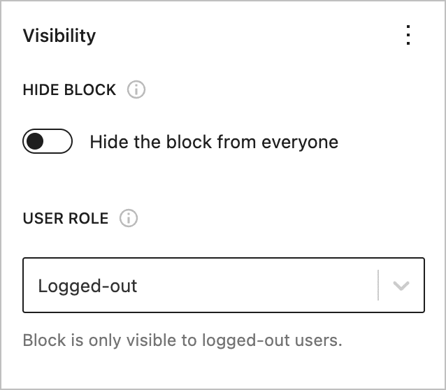 Block visibility settings.